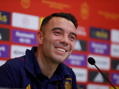 Iago Aspas, este jueves en la Ciudad del Fútbol de Las Rozas.