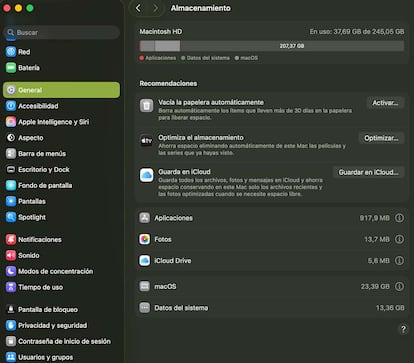 Almacenamiento del MacBook Neo