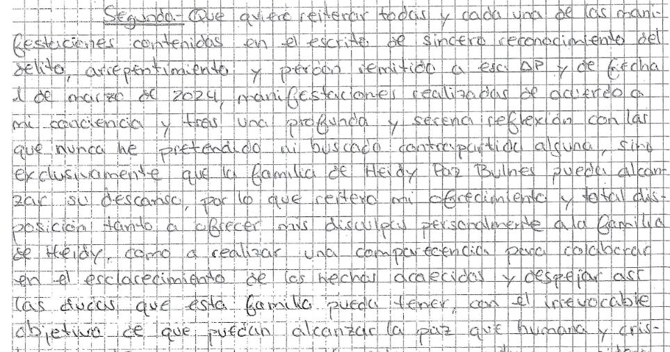 Parte de la misiva que ha enviado César Román, el Rey del Cachopo, a la Audiencia Provincial.