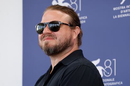 Brady Corbet poses before the press presentation of 'The Brutalist' on September 1.