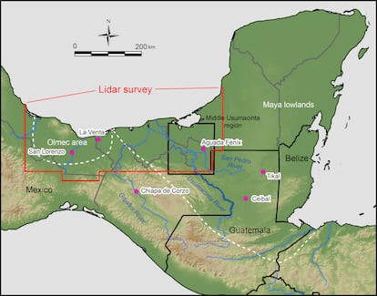 El área de más 84.500 kilómetros cuadrados estudiada en el sur de México.