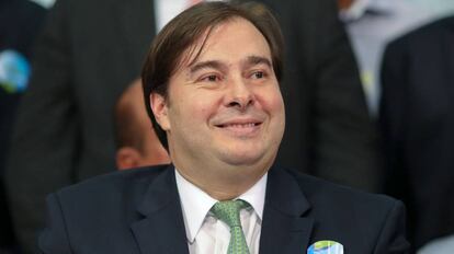 Rodrigo Maia durante o lan&ccedil;amento de sua pr&eacute;-candidatura no dia 8 de mar&ccedil;o 