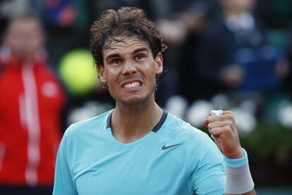 Nadal celebra su victoria ante Ferrer.