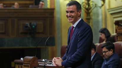 Pedro Sánchez durante el primer día del debate de investidura.