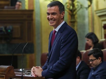 Pedro Sánchez durante el primer día del debate de investidura.
