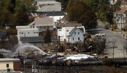 Vagones en Lac-Mégantic, Quebec (Canadá).