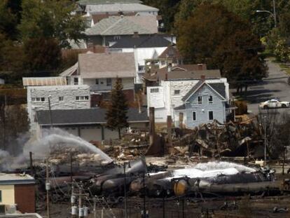 Vagones en Lac-Mégantic, Quebec (Canadá).