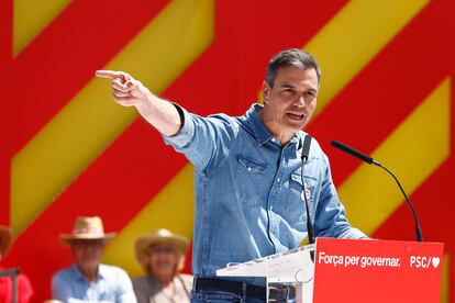 El secretario general del PSOE y presidente del Gobierno, Pedro Sánchez, este sábado en Barcelona.