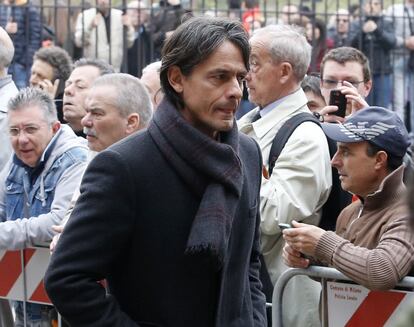 Filippo Inzaghi en el funeral de Cesare Maldini. 