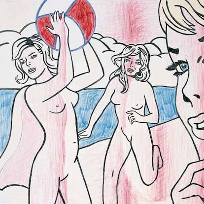 La exposición pretende introducirnos en la personalidad de Lichtenstein, según Jack Cowart, director de la Roy Lichtenstein Foundation. 'Dibujo para desnudos con pelota de playa'.