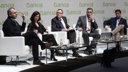 Barrabés, Szpilka, Jiménez, Dans y Muriel, durante el debate.