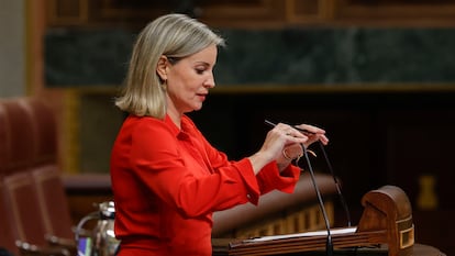 Verónica Martínez Barbero interviene en el pleno del Congreso a principios de octubre.