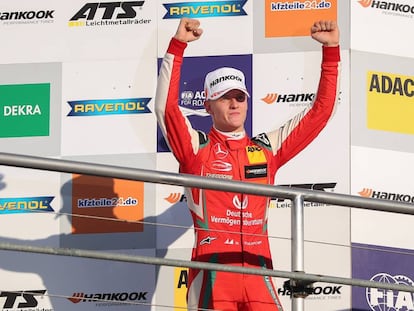 Mick Schumacher, en el podio de Hockenheimring.