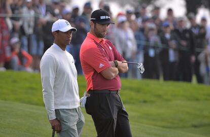 Tiger y Jon Rahm, en enero de 2020 en Torrey Pines.