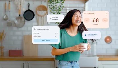 Chica dando uso a funciones de Google Home