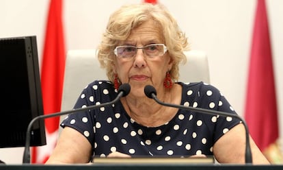 Manuela Carmena, alcaldesa de Madrid, durante el pleno