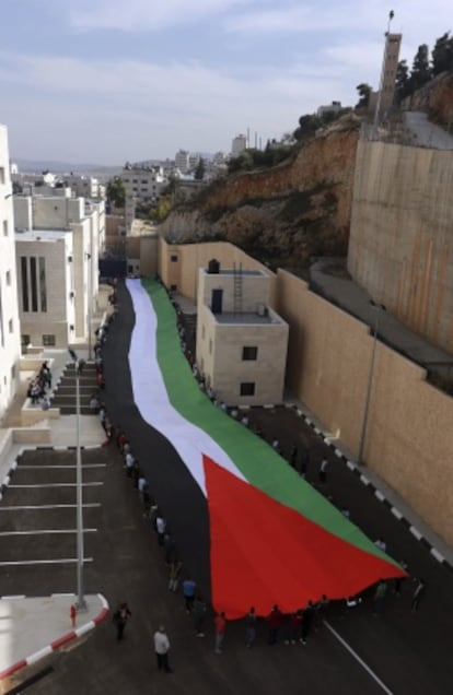 People demonstrating in the West Bank city of Nablus on November 12.