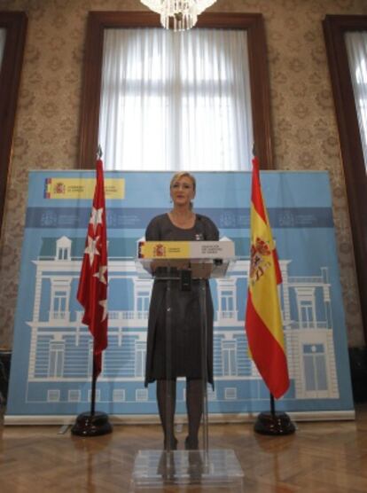 Cristina Cifuentes, durante la rueda de prensa.