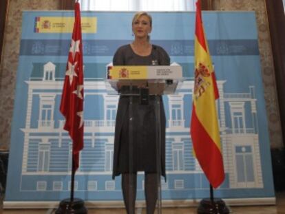 Cristina Cifuentes, durante la rueda de prensa.