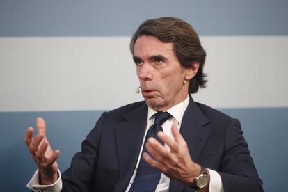 El presidente de FAES, José María Aznar, en un acto el pasado febrero.