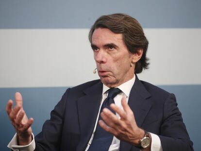 El presidente de FAES, José María Aznar, en un acto el pasado febrero.