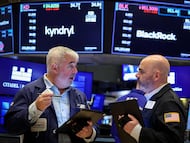 Operadores en la Bolsa de Nueva York.