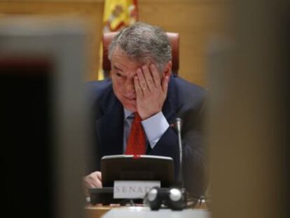 José Antonio Sánchez, presidente de RTVE, durante una comparecencia parlamentaria.