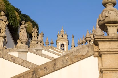 Detalle de la escalinata de Bom Jesus do Monte, en Braga (Portugal), patrimonio mundial de la Unesco.