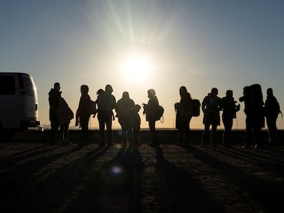 Migrantes venezolanos en la frontera entre México y Estados Unidos, en una imagen del 23 de enero.