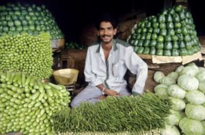 Un puesto en el mercado de Deravaja de Mysore.