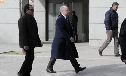 Rodrigo Rato llega a la Audiencia Nacional el 3 de marzo de 2017 para la vista de medidas cautelares tras conocer la sentencia de las tarjetas black.