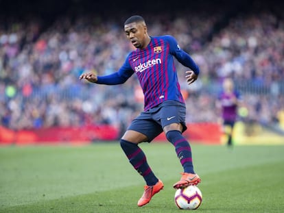 Malcom durant el partit entre el FC Barcelona i el RCD Espanyol.