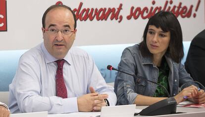 Miquel Iceta i Núria Parlon, en una reunió del PSC.