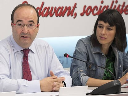 Miquel Iceta i Núria Parlon, en una reunió del PSC.