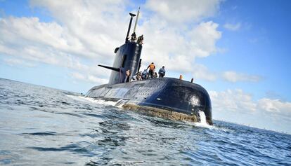 O submarino argentino ARA San Juan em uma foto de arquivo