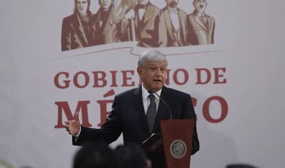 López Obrador, presidente de México, durante una conferencia. 