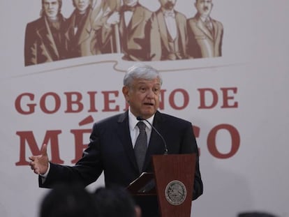 López Obrador, presidente de México, durante una conferencia. 