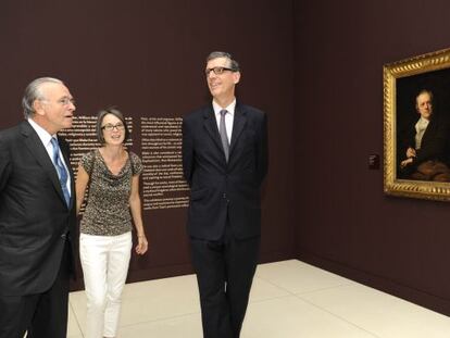 Isidro Fain&eacute;, presidente de La Caixa, a la izquierda, con el presidente-director del Louvre, Henri Loyrette. 