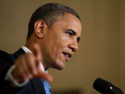 Barack Obama durante la &uacute;ltima rueda de prensa de su primer mandato.