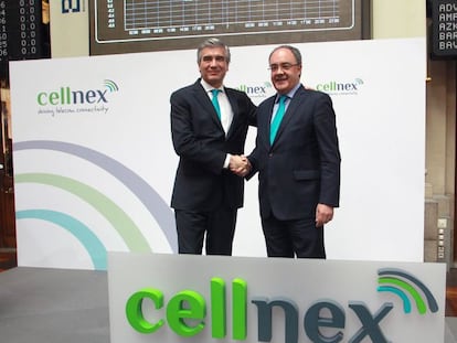 Francisco Reyn&eacute;s y Tob&iacute;as Mart&iacute;nez, presidente y consejero delegado de Cellnex, respectivamente.