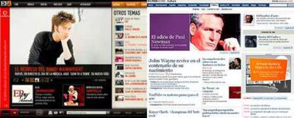 Sobre estas líneas, las webs de EP3 y el PAIS.com, galardonadas con el premio EPpy de periodismo digital.