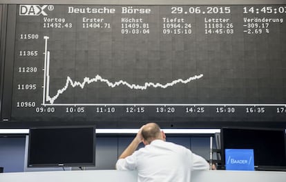 El gráfico de rendimiento del día muestra una fuerte caída del índice bursátil alemán DAX.