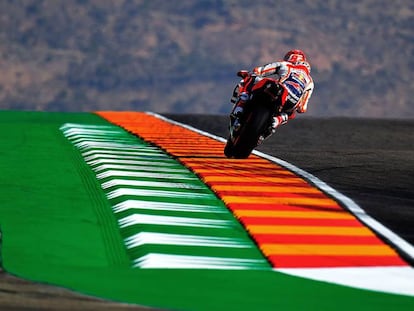 Marc Márquez, en los entrenamientos del Gran Premio de Aragón de MotoGP 2019.