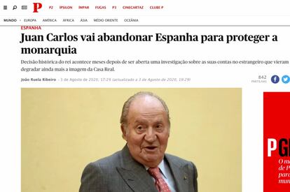 ‘Publico’ hace un recorrido por la ascensión y caída del monarca. Recuerda el papel de Juan Carlos l en la Transición y, en especial, cómo distanció a la Corona del fallido intento de golpe de Estado el 23 de febrero de 1981. El diario portugués también esgrime la opinión “dividida” de los españoles con respecto al modelo de Estado.