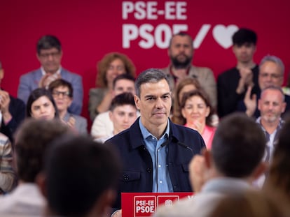 El presidente del Gobierno y secretario general del PSOE, Pedro Sánchez, el sábado durante un mitin en San Sebastián.