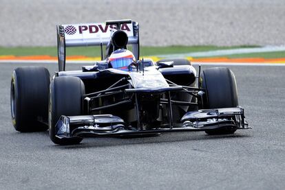 Ruben Barrichello prueba esta mañana el coche que ha puesto a su disposición el equipo Williams.