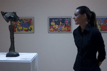 Varias de las obras incluidas en la exposición <i>Miró. Su lucha contra la dictadura</i>.