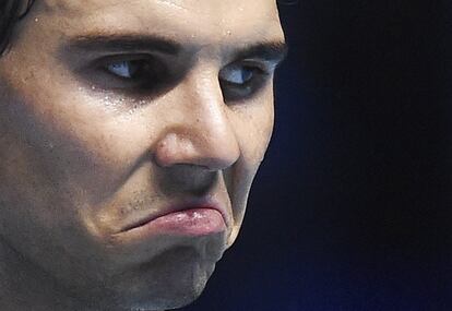 Rafael Nadal durante el partido que perdió ante Djokovic en Londres (6-3 y 6-3)