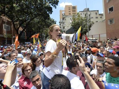 Lilian Tintori durante la marcha en Caracas. 