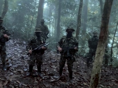 Integrantes del Clan del Golfo en una captura de un video divulgado en sus redes sociales.